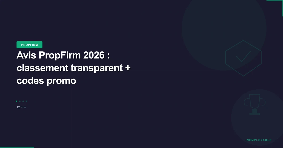 Classement avis PropFirm 2026 avec étoiles
