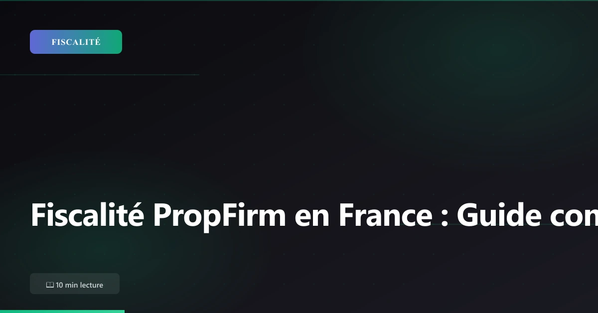 Guide complet fiscalité PropFirm en France : statut juridique, imposition, charges sociales, optimisation fiscale 2025