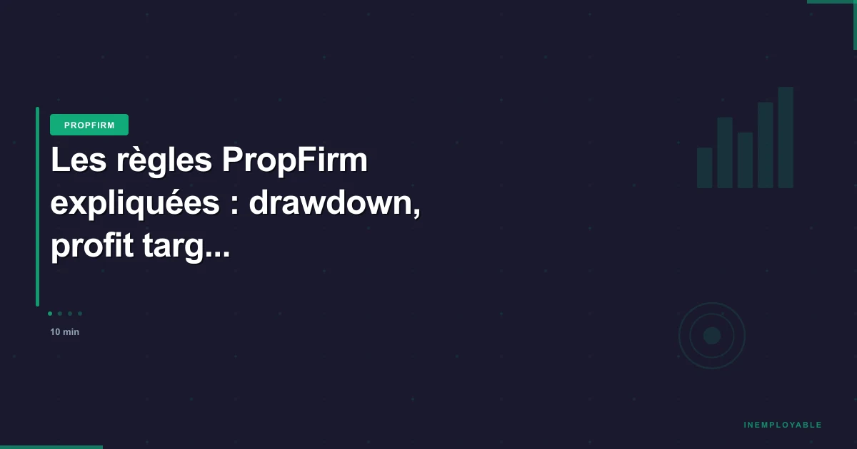 Tableau des règles PropFirm avec drawdown et profit
